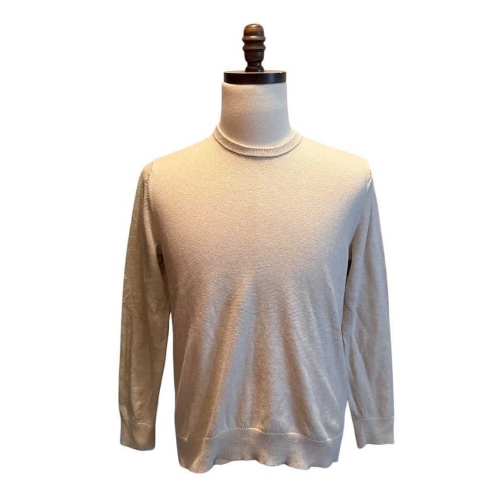 BONOBOS Crew Neck Sweater Beige Size Medium Cotton Cashmere Pullover